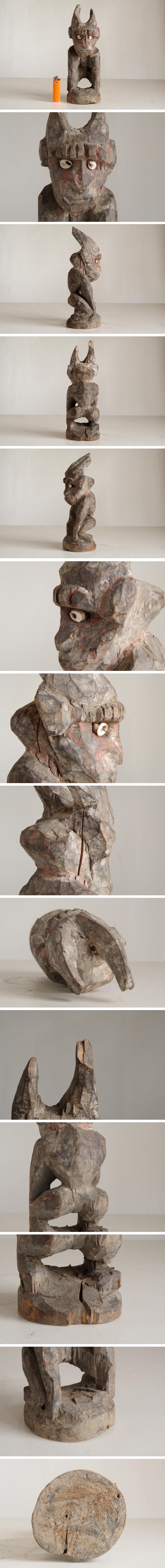 時代 アフリカ 木彫り 猿 プリミティブ アート W 9.5cm O 11cm H 29cm  JChere雅虎拍卖代购